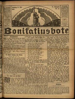 Erste Ausgabe vom Sonntag, den 25. Mai 1924.