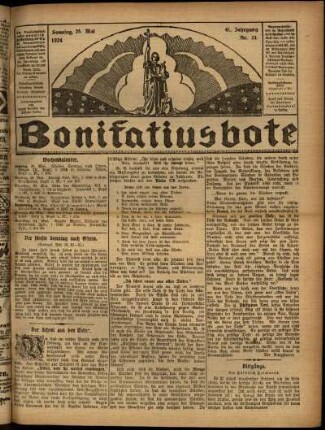 Erste Ausgabe vom Sonntag, den 25. Mai 1924.