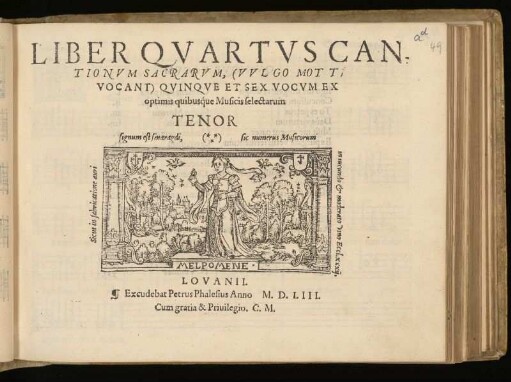 Liber quartus cantionum sacrarum ... quinque et sex vocum. Tenor