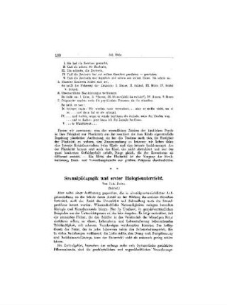 Sexualpädagogik und erster Biologieunterricht : (Schluß)