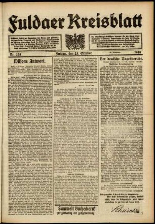 Ausgabe vom Freitag, den 25. Oktober 1918.