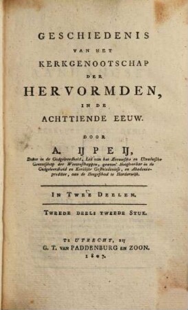 Geschiedenis Van De Kristlijke Kerk In De Achttiende Eeuw, 8. Geschiedenis Van Het Kerkgenootschap Der Hervormden, In De Achttiende Eeuw ; 2,2