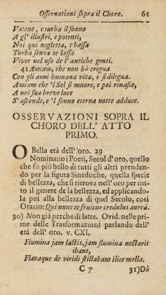 Osservazioni Sopra Il Choro Dell' Atto Primo