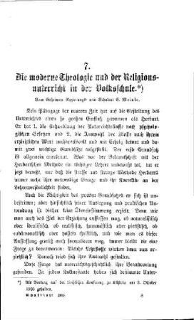 Die moderne Theologie und der Religionsunterricht in der Volksschule