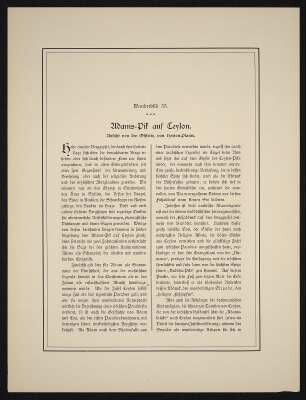 Adams-Pik auf Ceylon. Ostseite : Adams-Pik auf Ceylon. Ansicht von der Ostseite, von Horton-Plains. Textblatt zu Wanderbild 33: Adams-Pik auf Ceylon. Ostseite, Horton-Plains. Papier; 37 x 28 cm