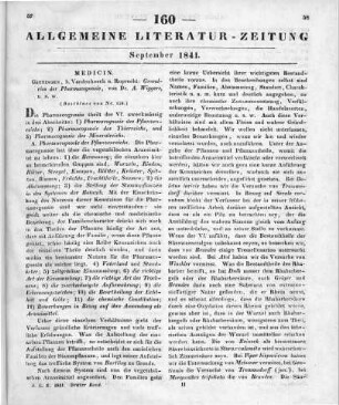 Wiggers, A.: Grundriß der Pharmacognosie. Göttingen: Vandenhoeck & Ruprecht 1840 (Beschluss von Nr. 159.)