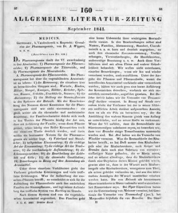 Wiggers, A.: Grundriß der Pharmacognosie. Göttingen: Vandenhoeck & Ruprecht 1840 (Beschluss von Nr. 159.)