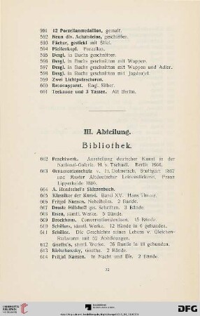Bibliothek (Nr. 602-670)
