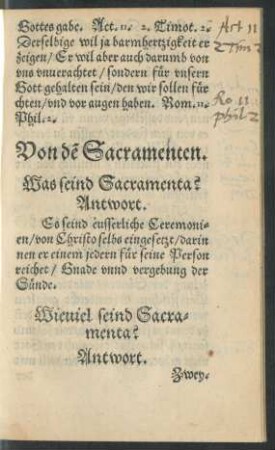 Von den Sacramenten.