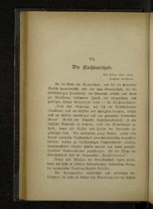 VI. Die Nachbarschaft.
