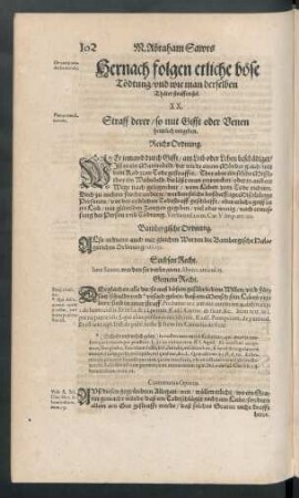 Hernach folgen etliche böse Tödtung/ und wie man derselben Thäter straffen sol.