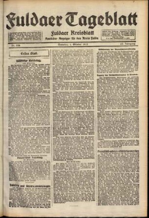 Erste Ausgabe vom Samstag, den 01. Oktober 1921.