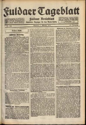 Erste Ausgabe vom Samstag, den 01. Oktober 1921.