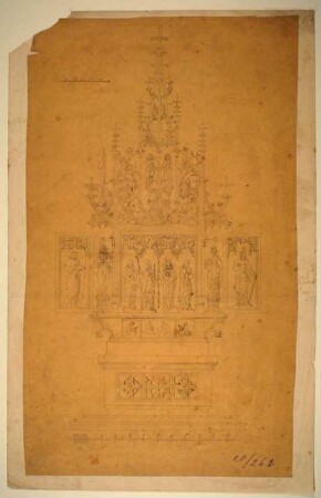 Entwurfszeichnung für den Dreifaltigkeitsaltar in Dinkelsbühl, Pfarrkirche St. Georg