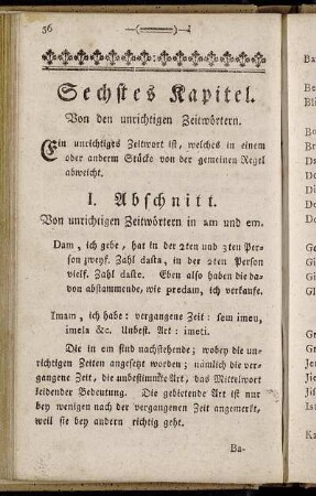 Sechstes Kapitel. Von den unrichtigen Zeitwörtern.