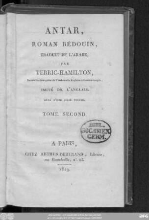 T. 2: Antar, roman bédouin