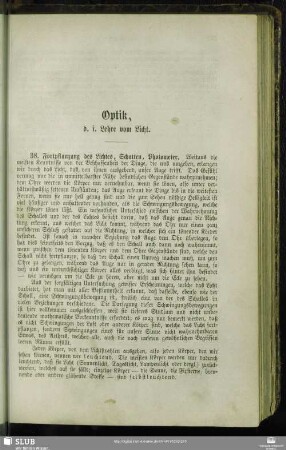 Optik, d. i. Lehre vom Licht.