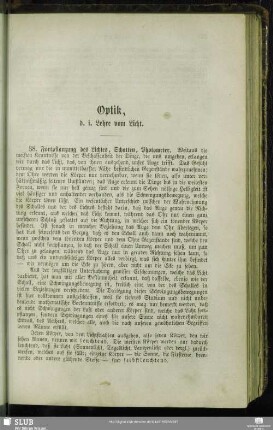 Optik, d. i. Lehre vom Licht.