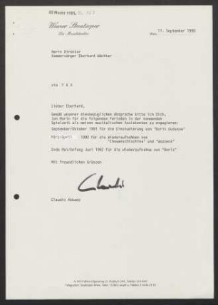 Brief an Eberhard Wächter, 11.09.1990