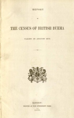 1872: Report on the census of British Burma