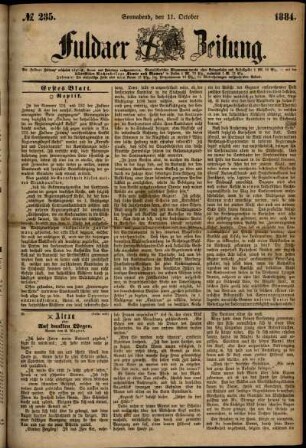 Ausgabe vom Samstag, den 11. Oktober 1884.