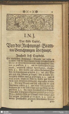 Das Erste Capitel, Von des Rechnungs-Beamten Verrichtungen überhaupt