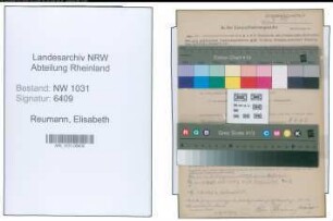 Entnazifizierung Elisabeth Reumann , geb. 27.06.1902 ()