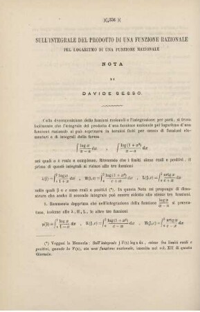 Sull'integrale del prodotto di una funzione razionale pel logaritmo di una funzione razionale.