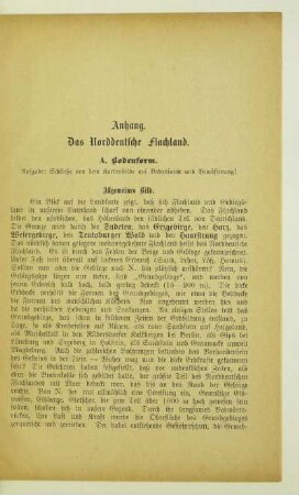 Anhang. Das Norddeutsche Flachland
