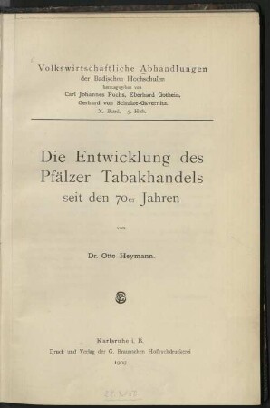 Die Entwicklung des Pfälzer Tabakhandels seit den 70er Jahren
