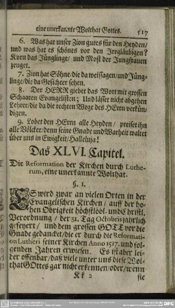 Das XLVI. Capitel. Die Reformation der Kirchen durch Lutherum, eine unerkannte Wolthat