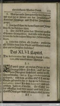 Das XLVI. Capitel. Die Reformation der Kirchen durch Lutherum, eine unerkannte Wolthat