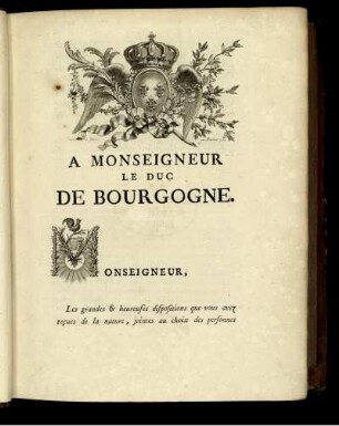 A Monseigneur le Duc de Bourgogne.