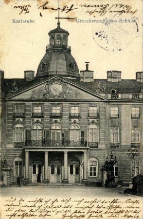 Postkartenalbum August Schweinfurth mit Karlsruher Motiven. "Karlsruhe - Großherzogliches Schloss"