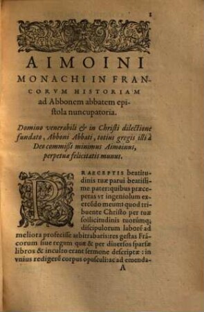 Aimoini monachi, qui antea Annonii nomine est historiae francorum : libri 5