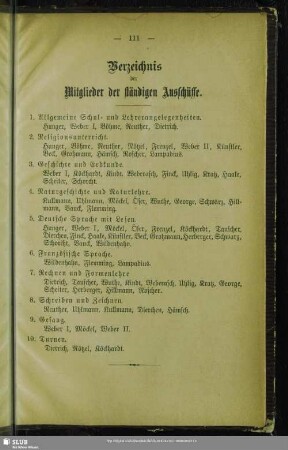 Verzeichnis der Mitglieder der ständigen Ausschüsse
