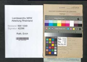 Entnazifizierung Erich Vom Rath , geb. 23.12.1889 (Verwaltungsangestellter)