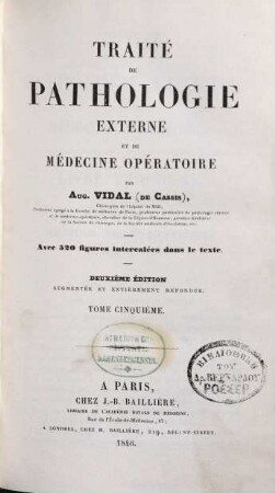 Traité de pathologie externe et de médecine operatoire, 5