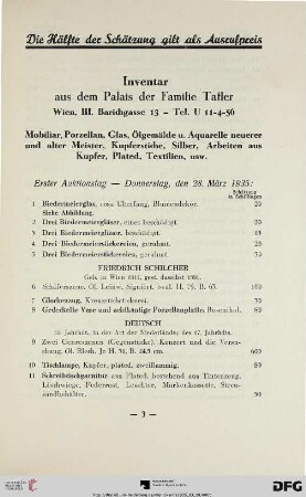 Erster Auktionstag: Donnerstag, den 28. März 1935 (Nr. 1-229)