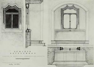 Netzschkau, Fenster des Obergeschosses des Westflügels von Schloss Netzschkau