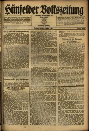 Ausgabe vom Freitag, den 21. Januar 1921.