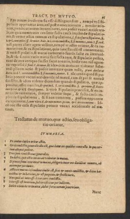 Tractatus de mutuo, quae actio, seu obligatio oriatur.