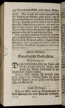 Vierter Abschnit. Genealogische Nachrichten.