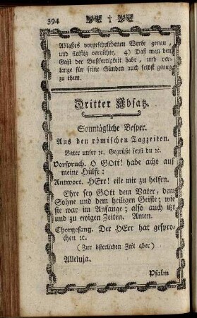 Dritter Absatz. Sonntägliche Vesper.