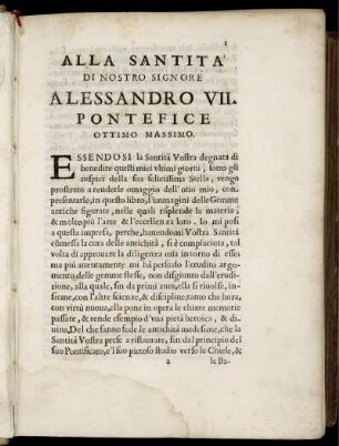 Alla Sanita Di Nostro Signore Alessandro VII. Pontefice Ottimo Massimo.