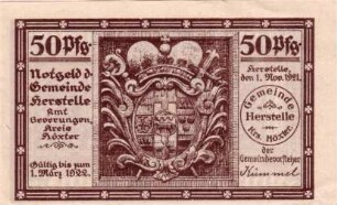 Notgeld der Gemeinde Herstelle
