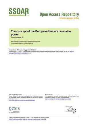 The concept of the European Union's normative power