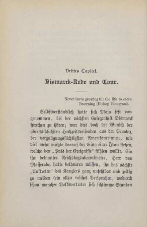Drittes Capitel. Bismarck-Rede und Cour