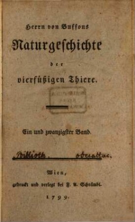 Herrn von Buffons Naturgeschichte der vierfüßigen Thiere, 21