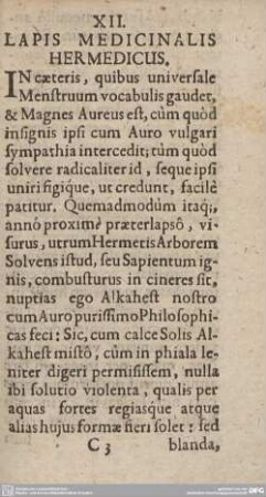 XII. LAPIS MEDICINALIS HERMEDICUS.